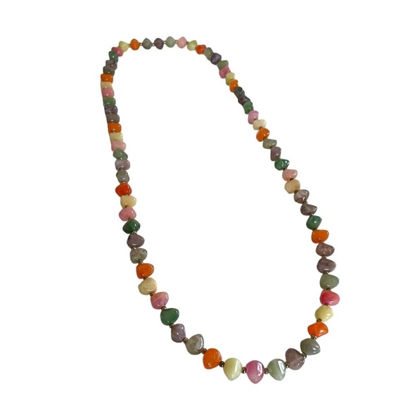Multi-Colored Shiny Faux Stone (Plastic-like) Necklace - Picture 1 of 12